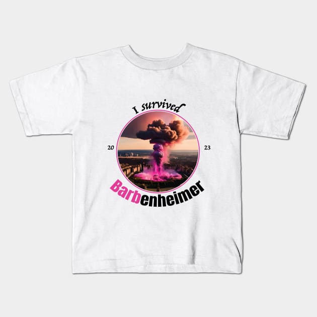 I Survived Barbenheimer Kids T-Shirt by KifLeeDesigns